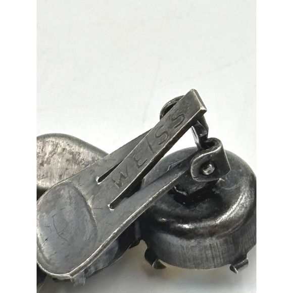 Vintage Weiss Multicolor Rhinestone Clip On Earrings Elegant Cocktail Jewelry - Picture 4 of 11